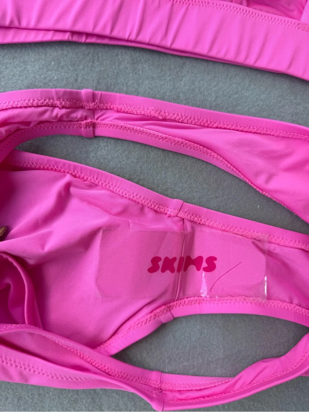 Skims Signature Swim Plunge Bikini  Set Top / Bottom 2X In Taffy Barbie Pink NWT